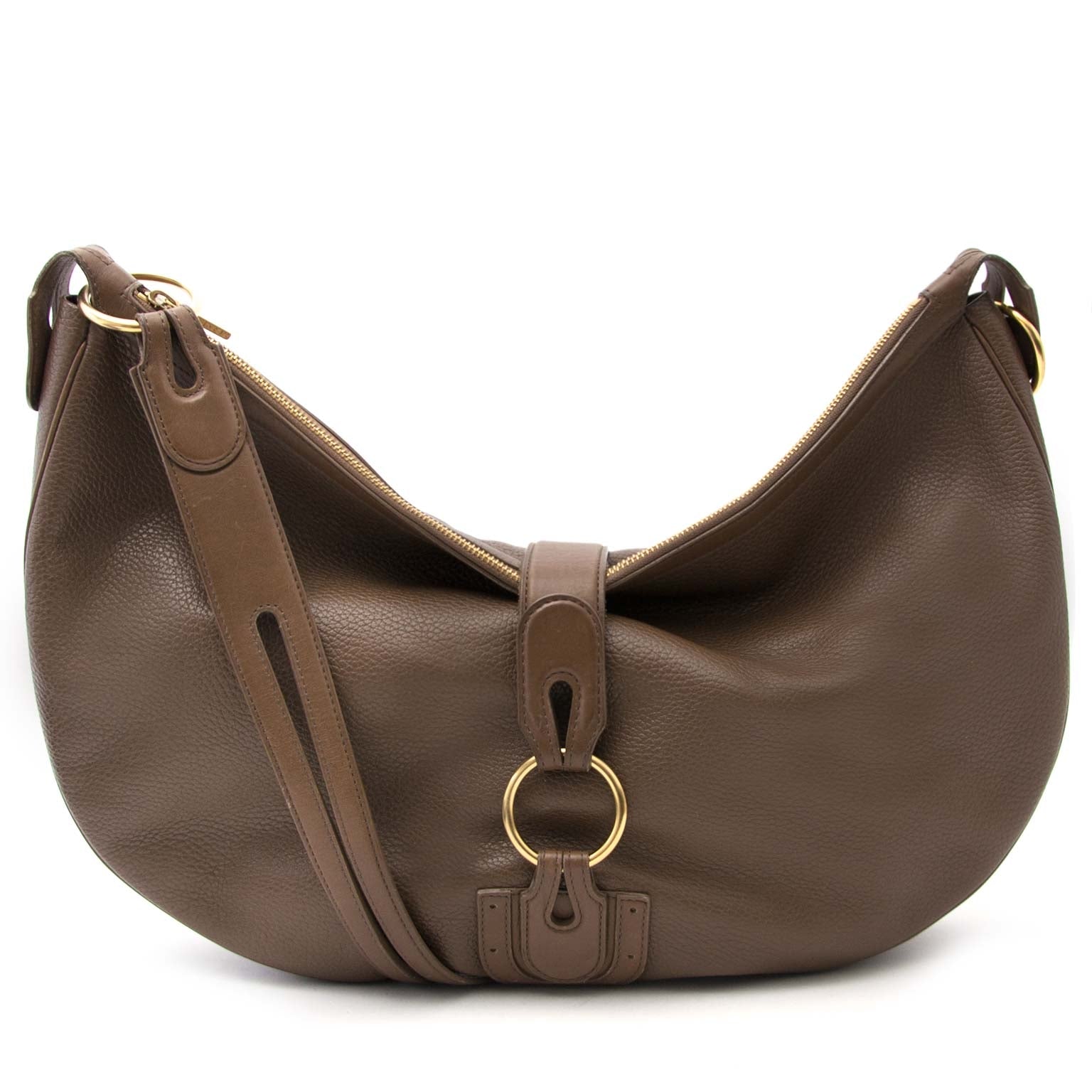 acheter en ligne seconde Delvaux Dark Taupe Camille XL Shoulder Bag