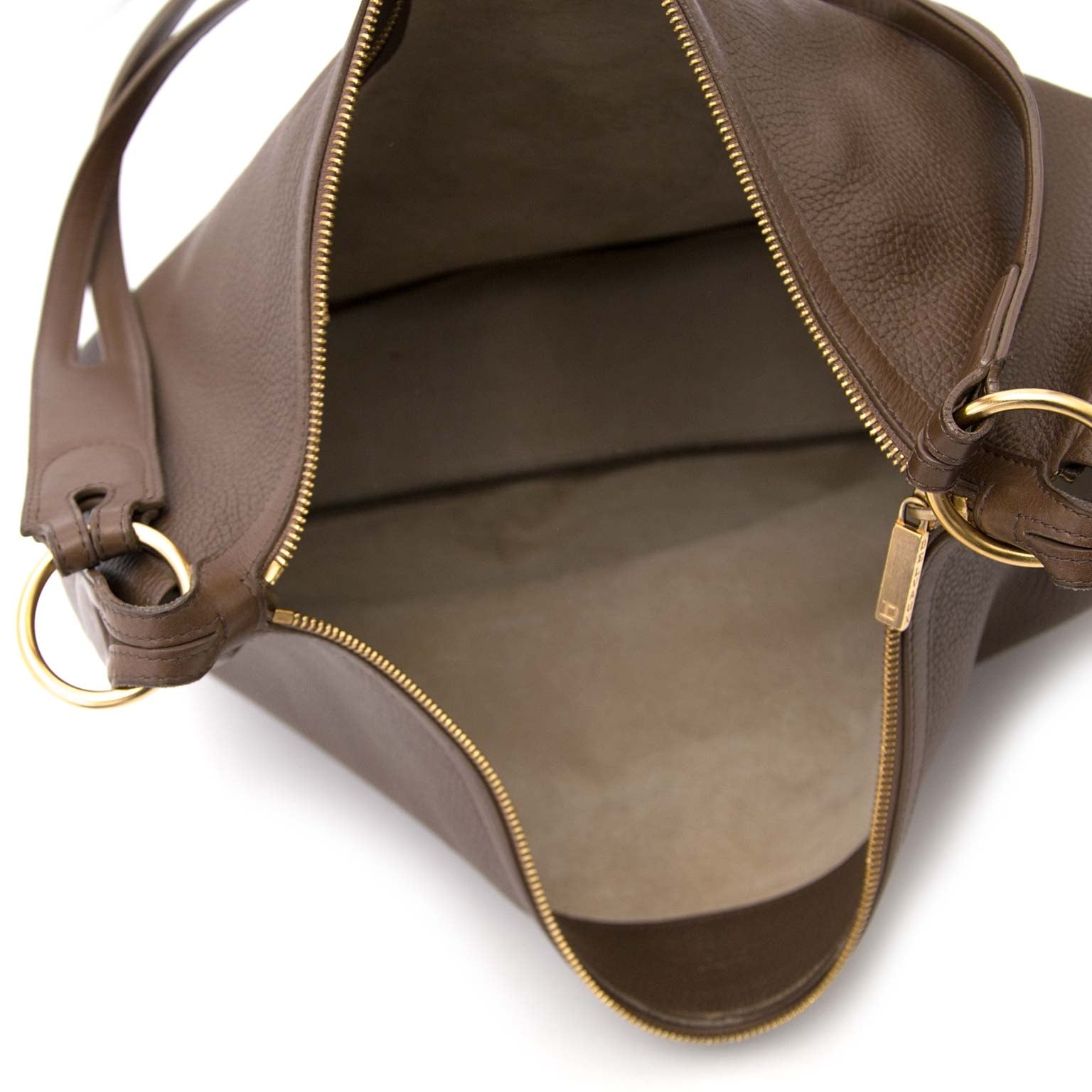 shop safe online Delvaux Dark Taupe Camille XL Shoulder Bag