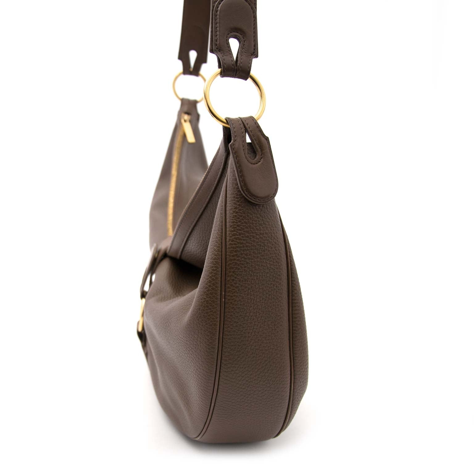 Delvaux Dark Taupe Camille XL Shoulder Bag