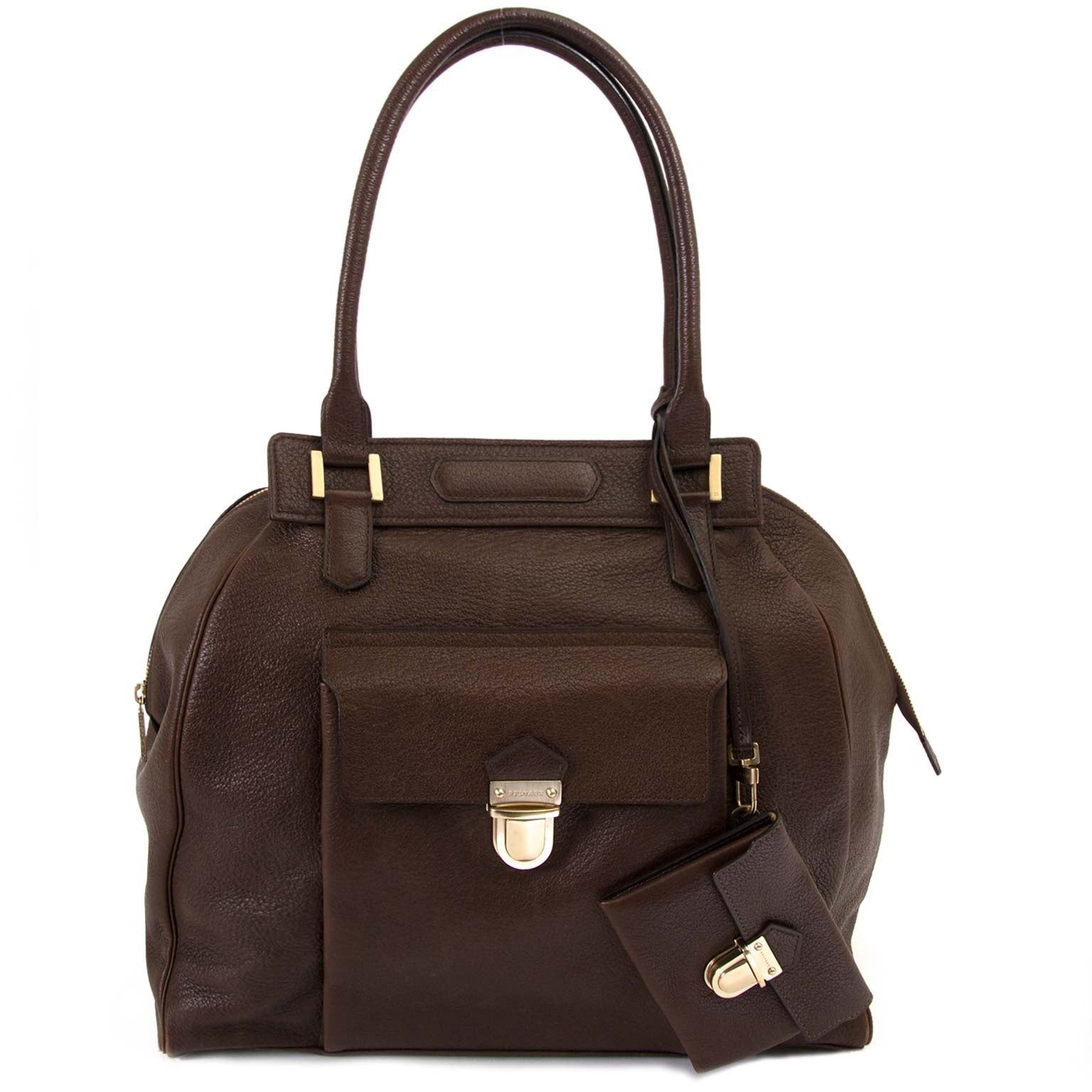 shop safe online seconde main Delvaux Brown Coquin Shoulder Bag