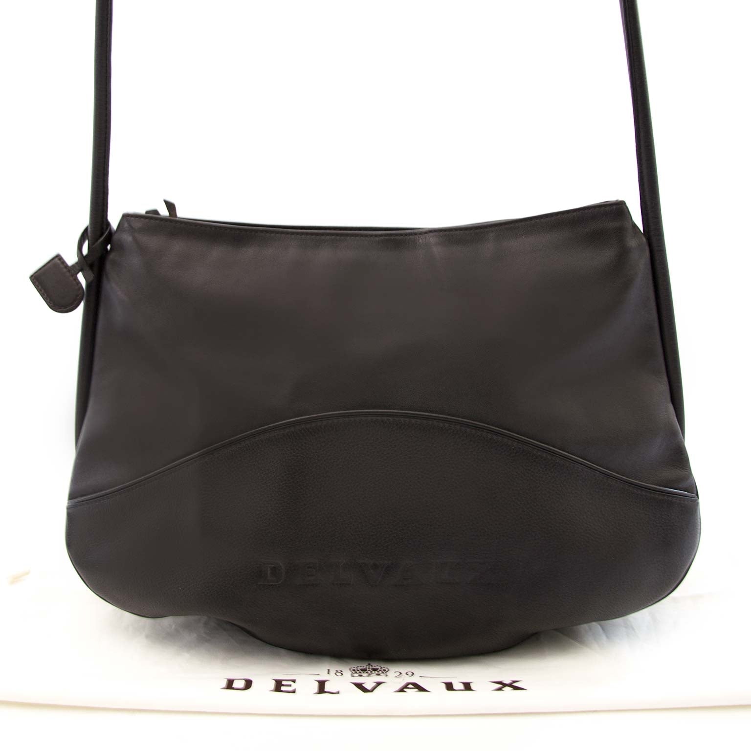 koop veilig tweedehands authentieke Delvaux Dark Brown Leather Large Shopping Tote tegen goede prijs bij Labellov