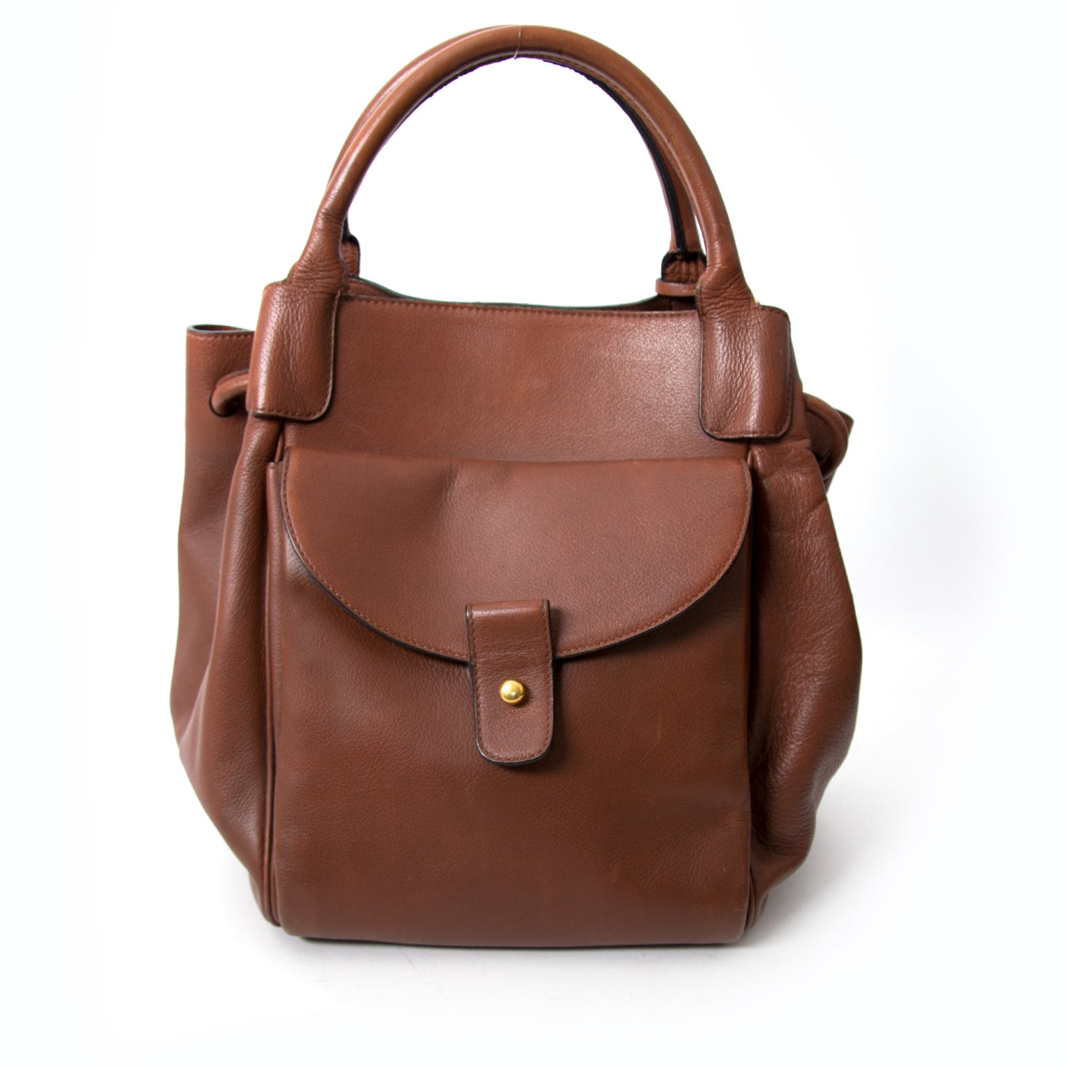 acheter enligne pour le meilleur prix sac a main koop veilig online tweedehands Delvaux Brown Brillant MM + Strap