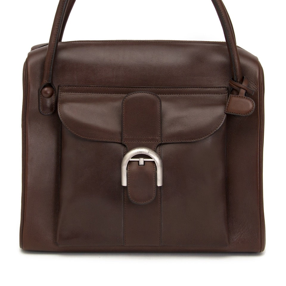 real real designer luxury Delvaux Dark Brown Shoulder Bag best price wolrdwide shipping