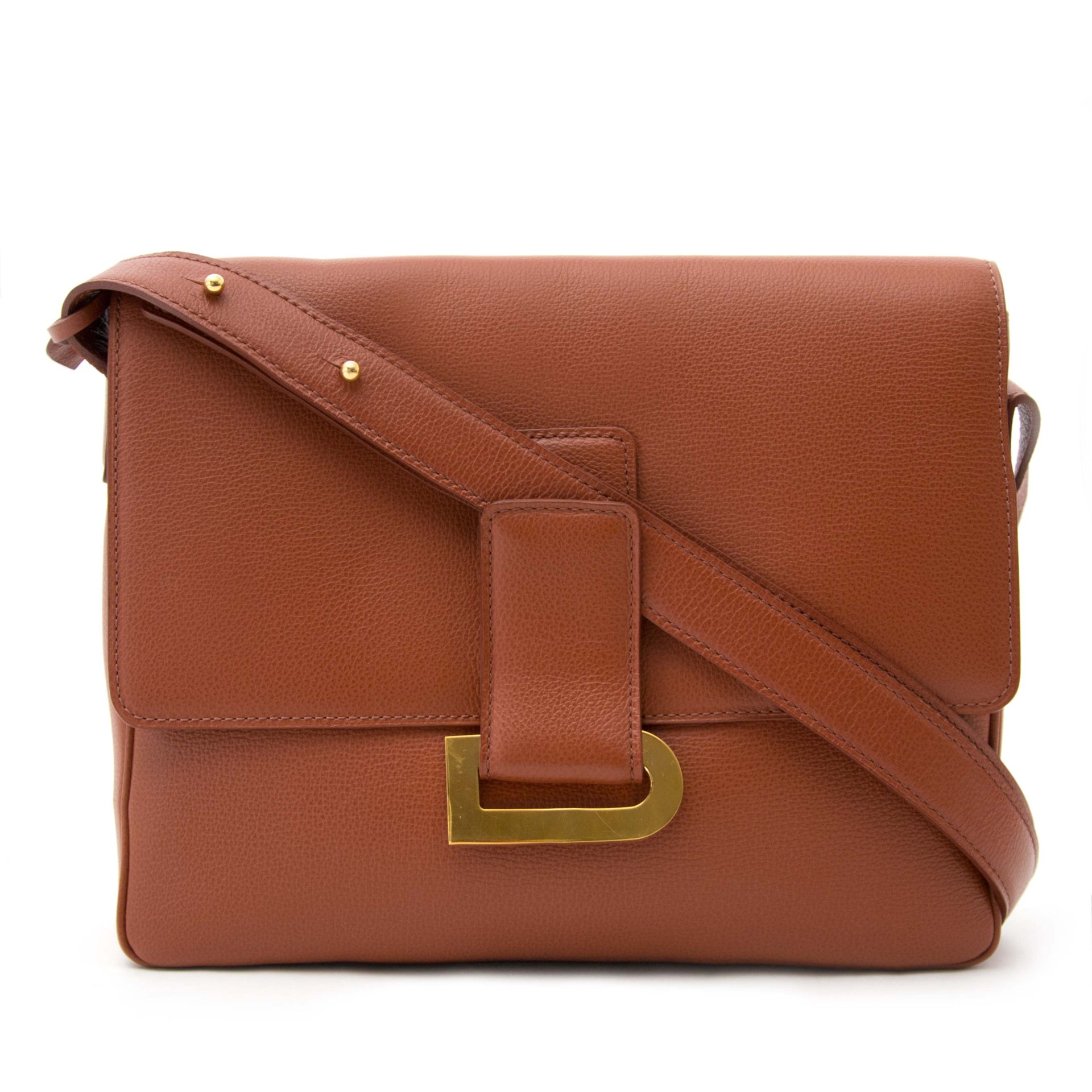 koop jou tweedehands Delvaux Camel Poirier Shoulder Bag online aan de best prijs