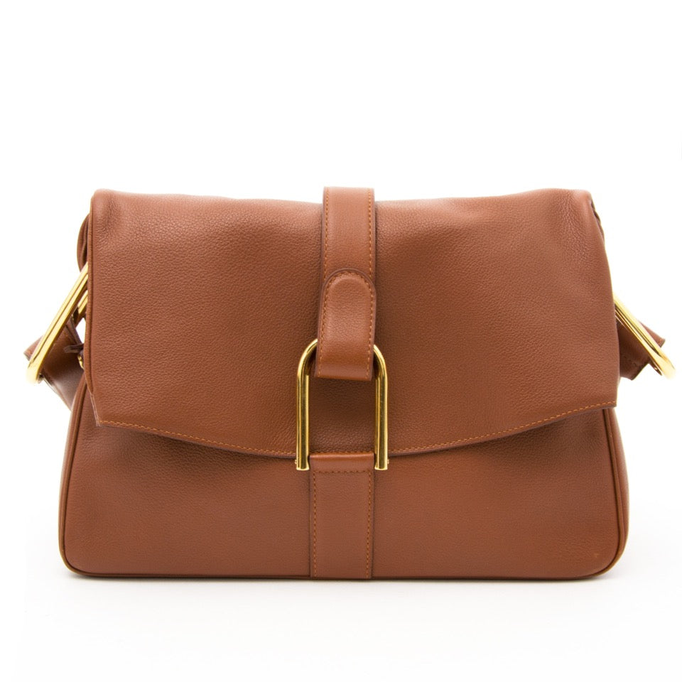 koop online net als nieuw Delvaux Cognac Givry Shoulder Bag aan de beste prijs 100% authentiek boetiek antwerpen