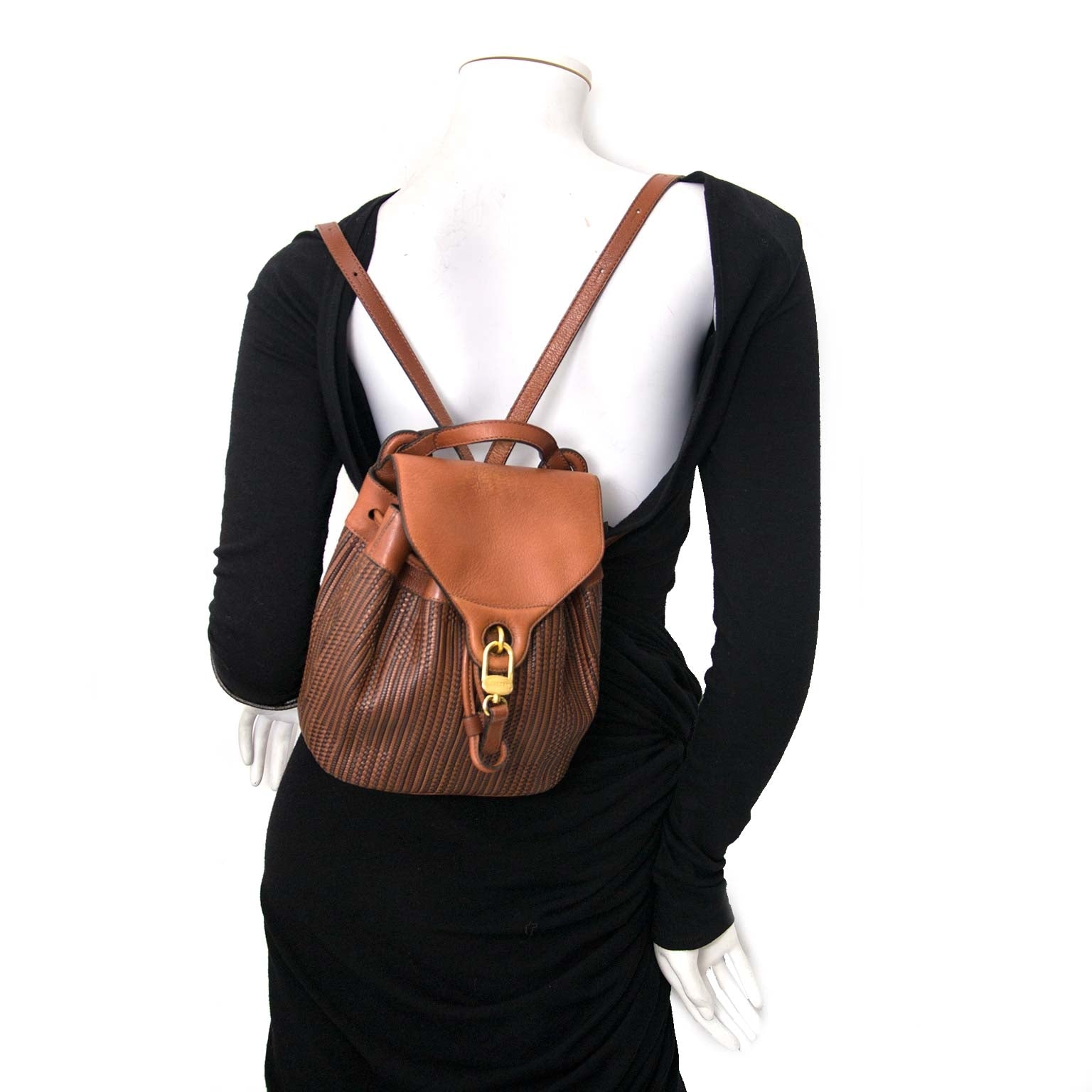 acheter en ligne Delvaux Brown Toile De Cuir Backpack