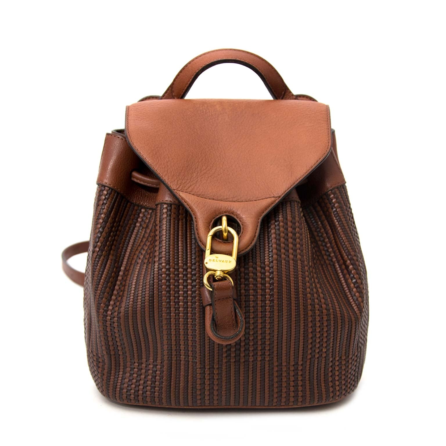 koop veilig online tegen de beste prijs Delvaux Brown Toile De Cuir Backpack