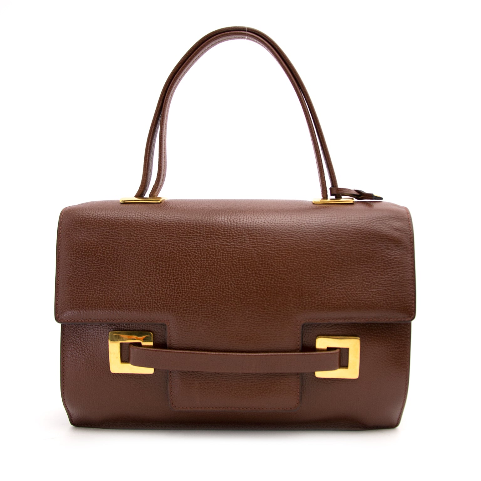 100% original Delvaux brown top handle bag with gold handle for the best price