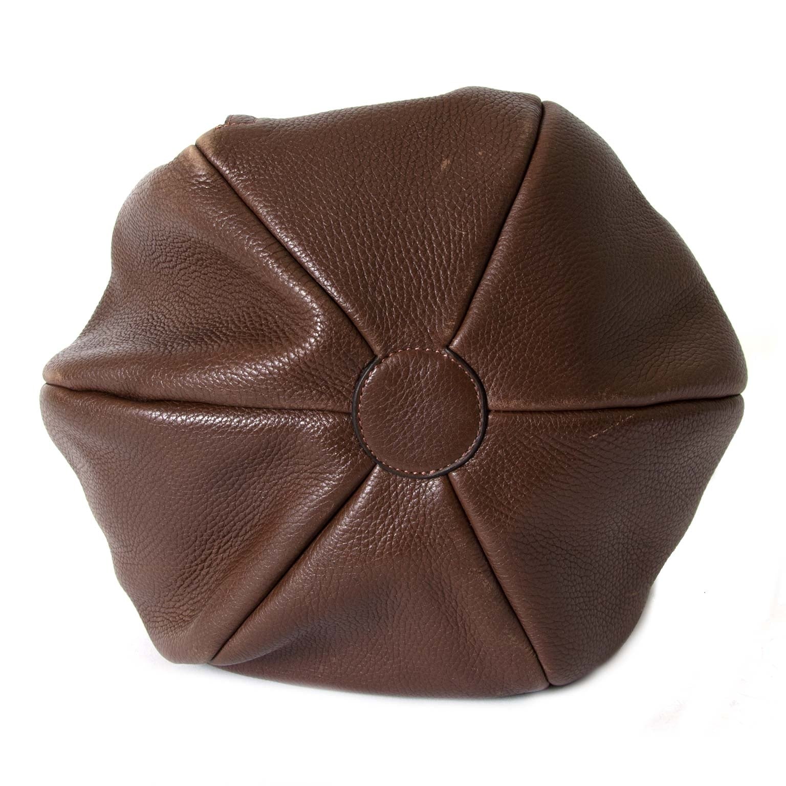 Delvaux Brown Leather Ecole Bucket Bag now for sale at labellov vintage fashion webshop belgium