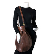 Delvaux Brown Leather Ecole Bucket Bag now for sale at labellov vintage fashion webshop belgium
