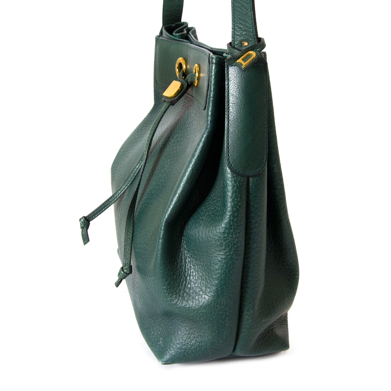 Delvaux Green Leather Bucket Bag