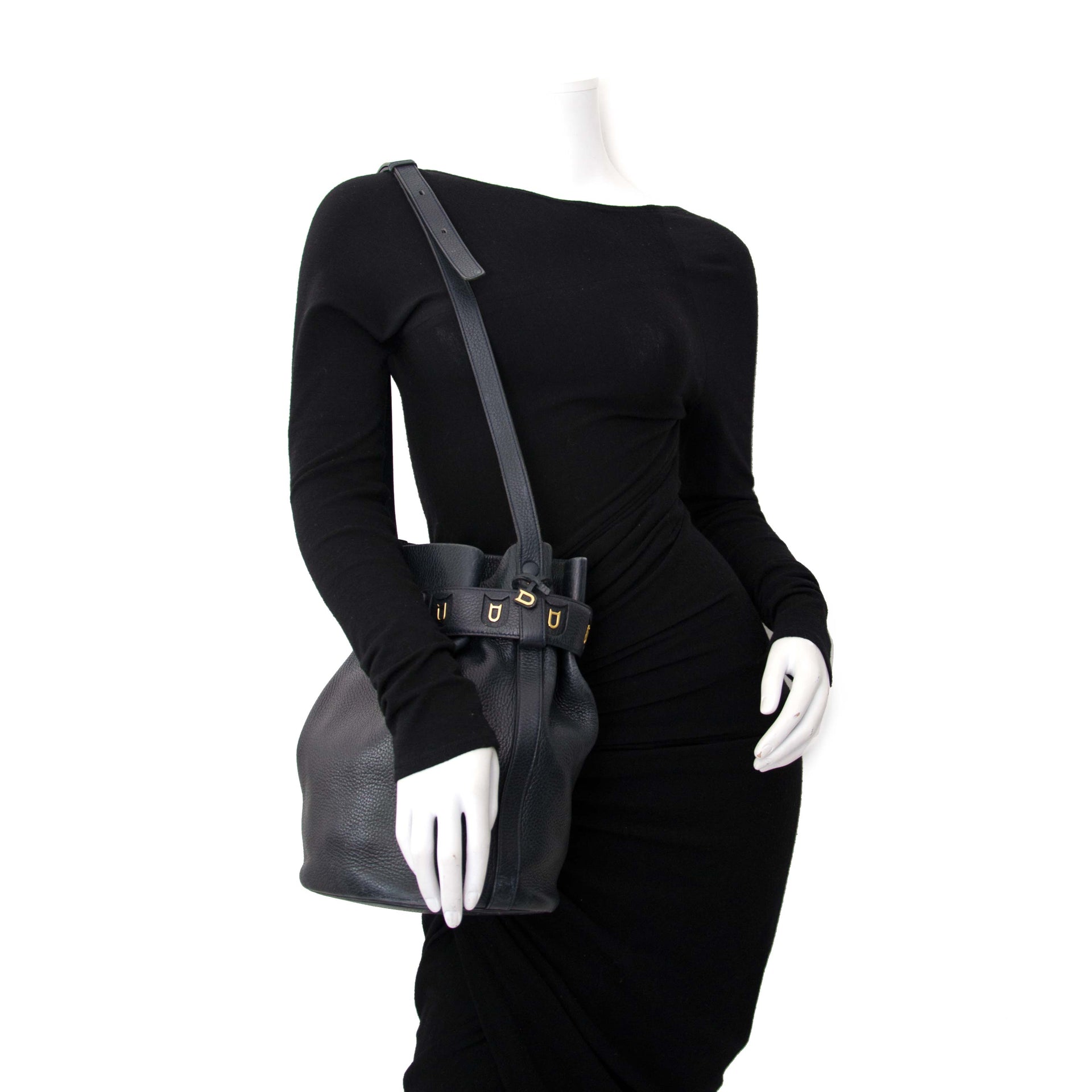 Tweedehands Delvaux blauwe bucket bag for sale