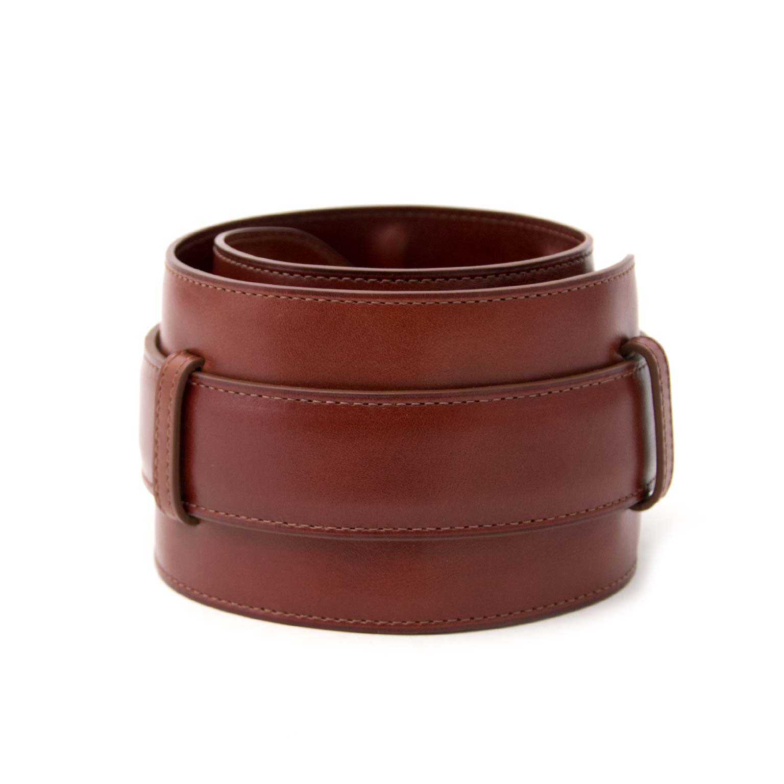 Havane Delvaux Brown Leather Oversized Waist Belt
