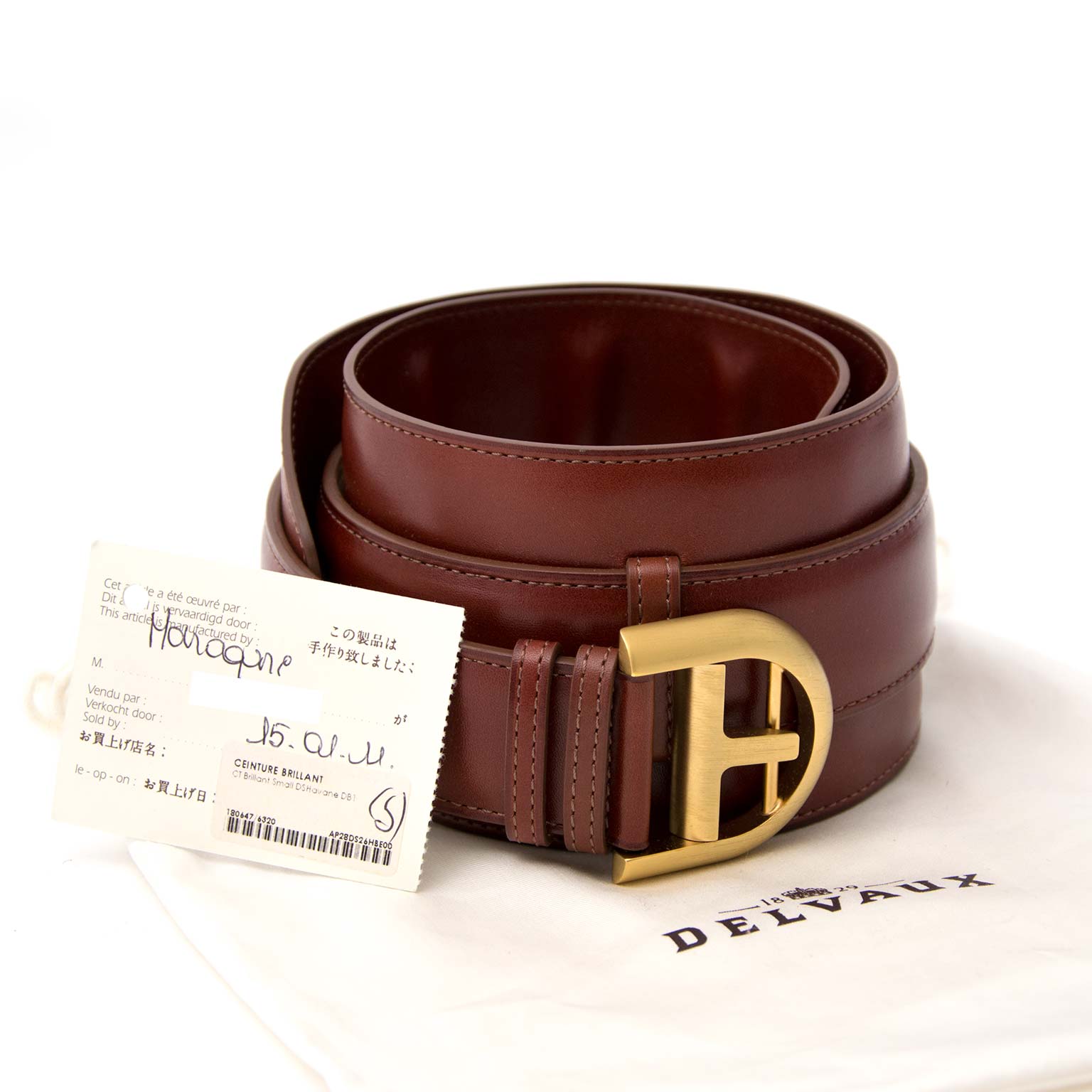 Havane Delvaux Brown Leather Oversized Waist Belt