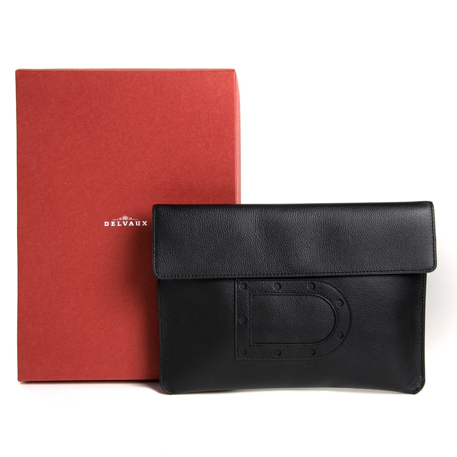 delvaux black leather d clutch devane now for sale at labellov vintage fashion webshop belgium