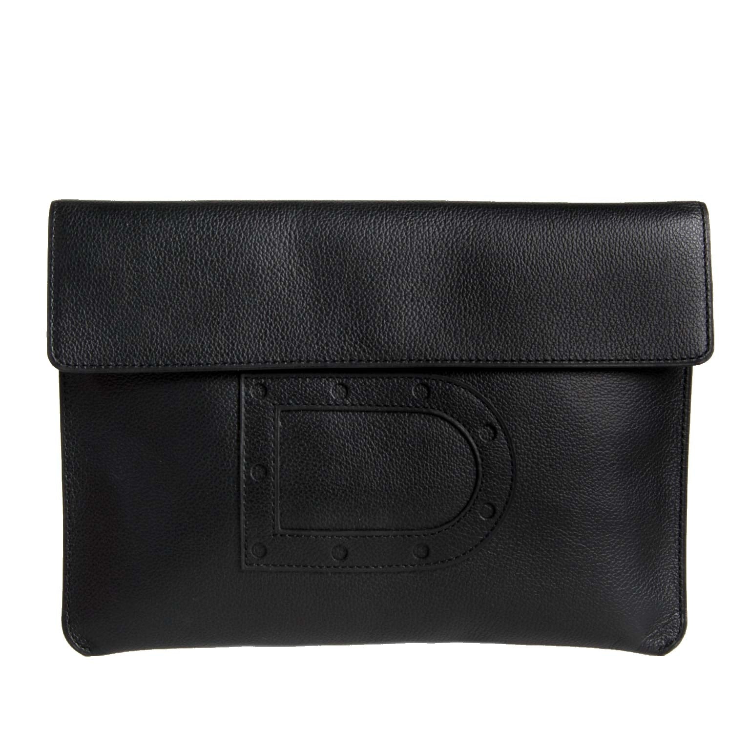 delvaux black leather d clutch devane now for sale at labellov vintage fashion webshop belgium
