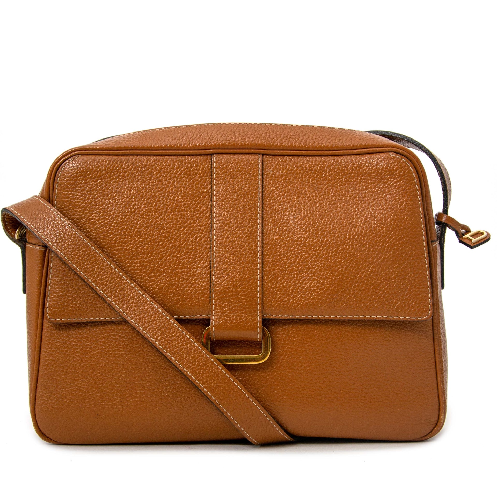 acheter en ligne seconde main Delvaux Cognac Trotteur Shoulder Bag