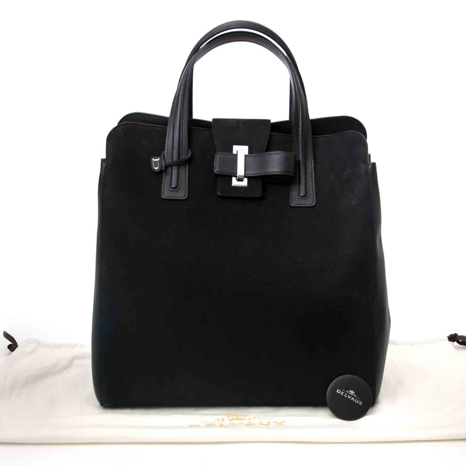 Delvaux Contemporian Black Nubuck Tote full set