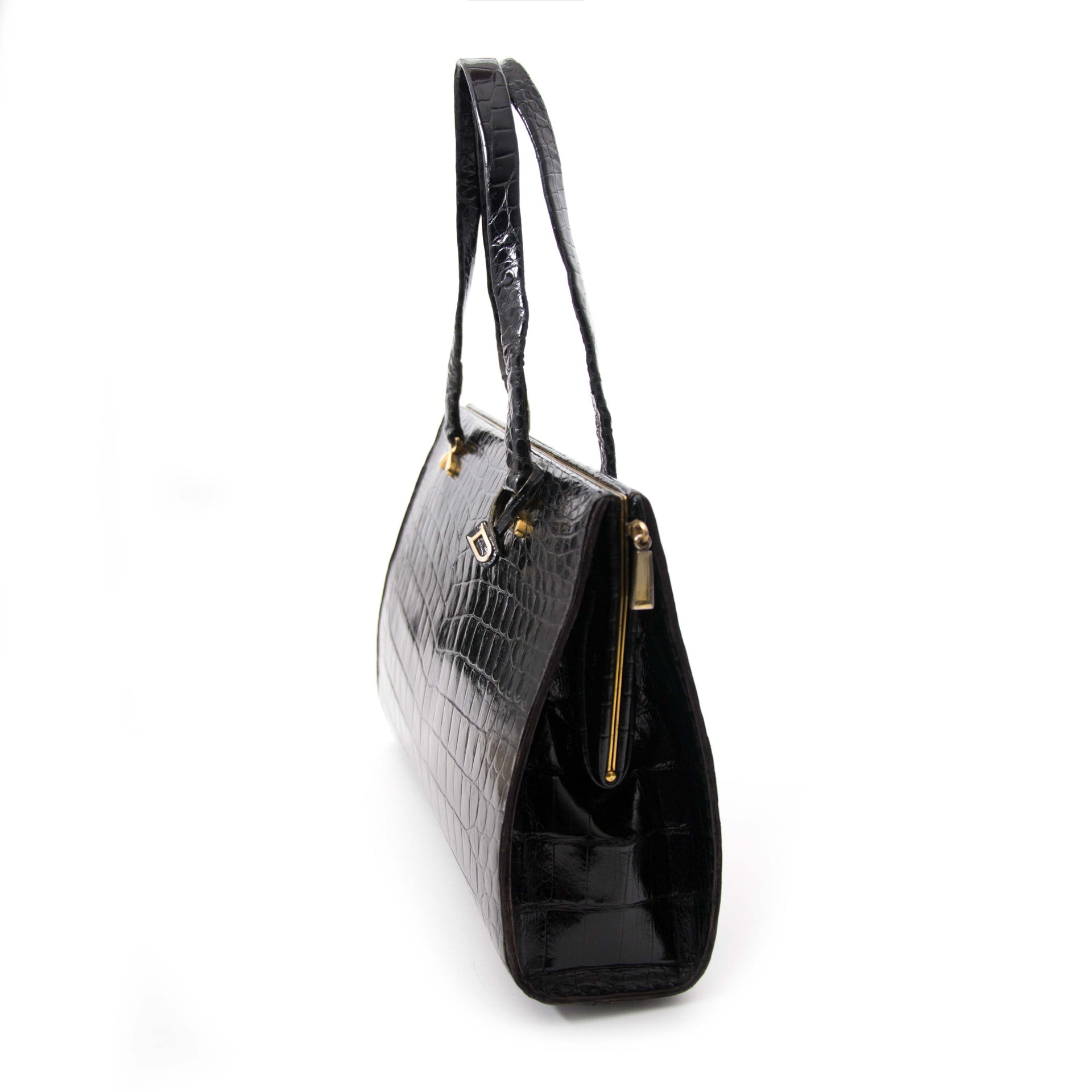 shop safe online your secondhand Delvaux Croco Black Evening Bag