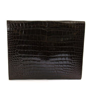 Delvaux Brown Croco Clutch now for sale at labellov vintage fashion webshop belgium