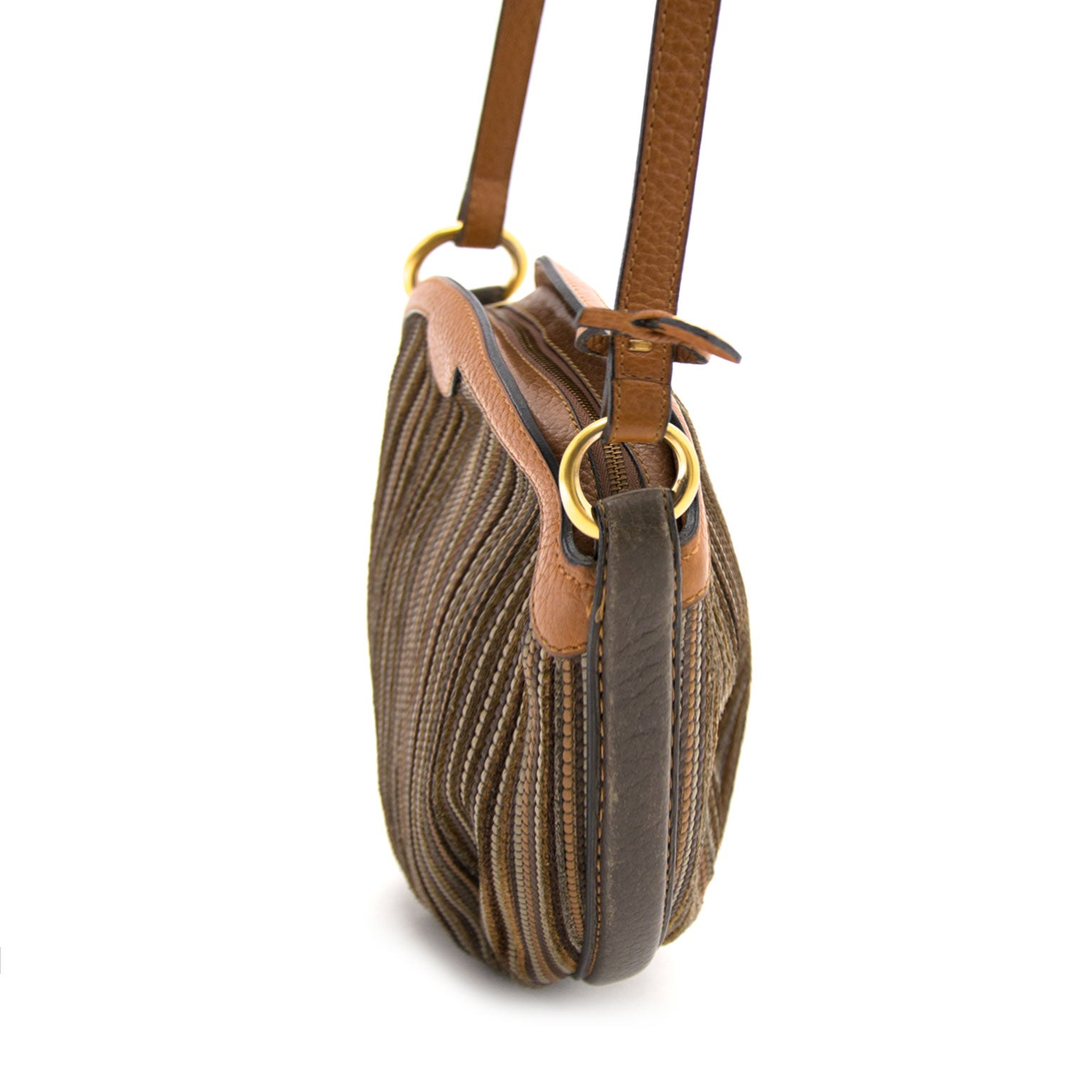 Achetez Delvaux Ronde Toile de Cuir Sac en ligne chez Labellov.com