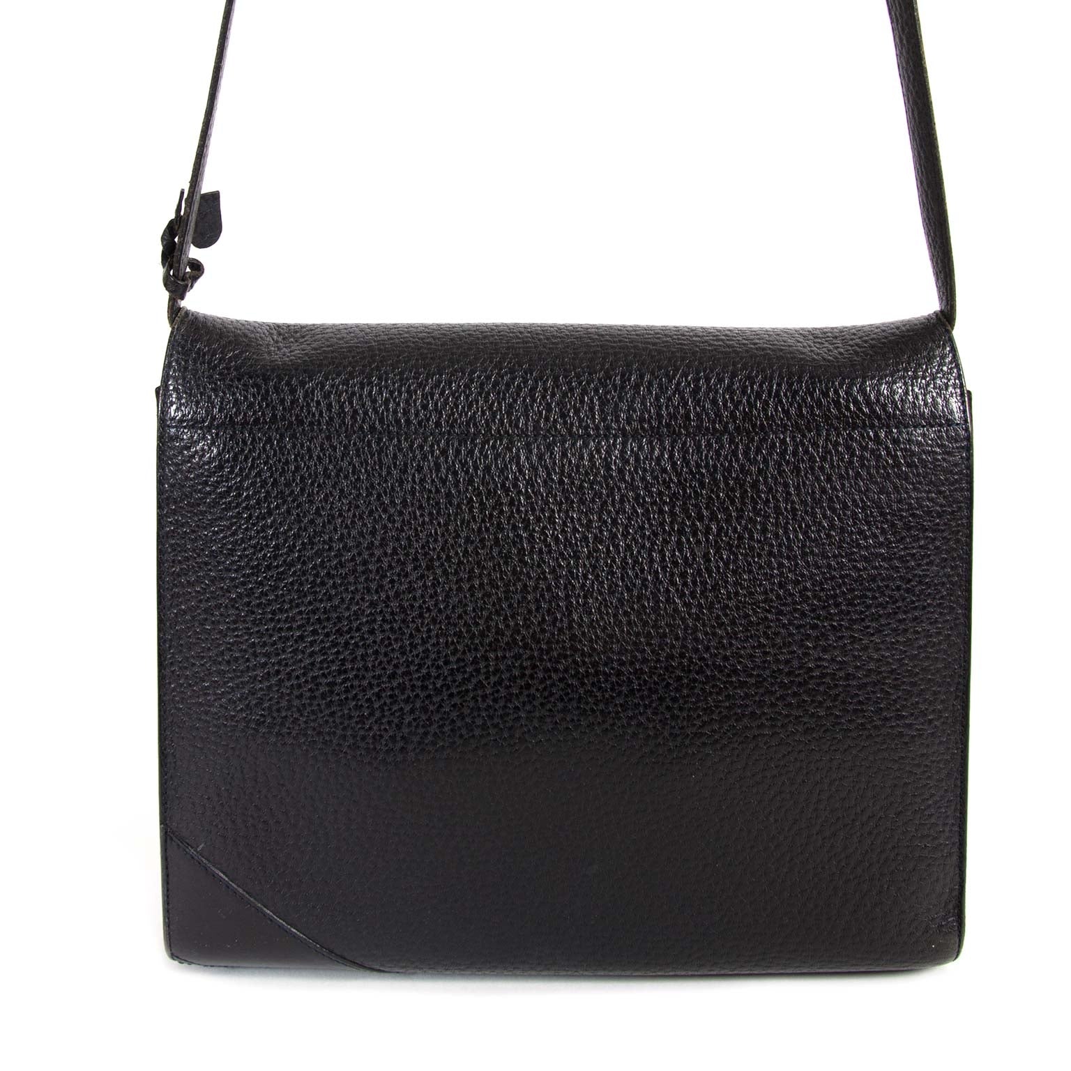 Delvaux Black Leather Crossbody Bag now for sale at labellov vintage fashion webshop belgium