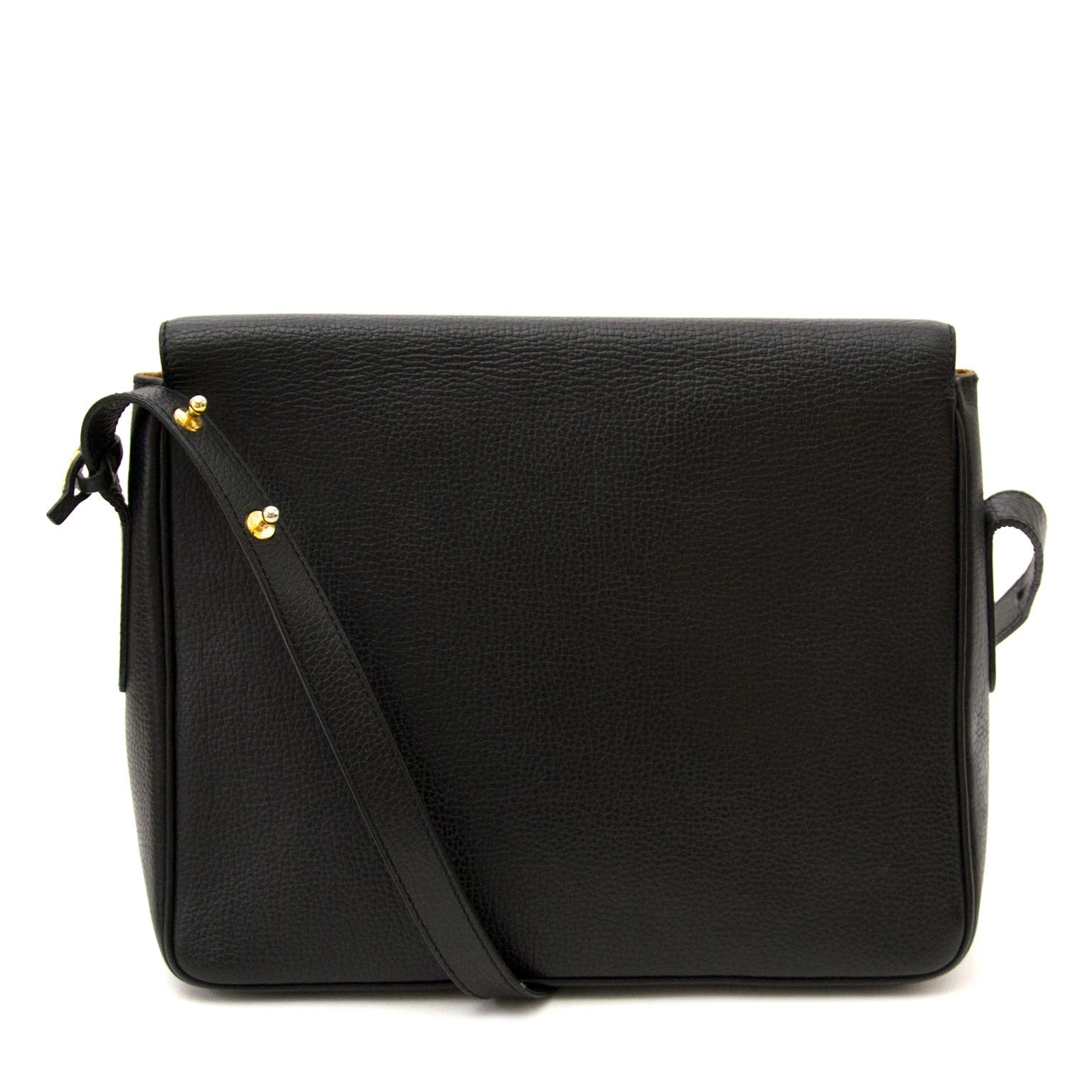 delvaux black leather crossbody bag now for sale at labellov vintage fashion webshop belgium
