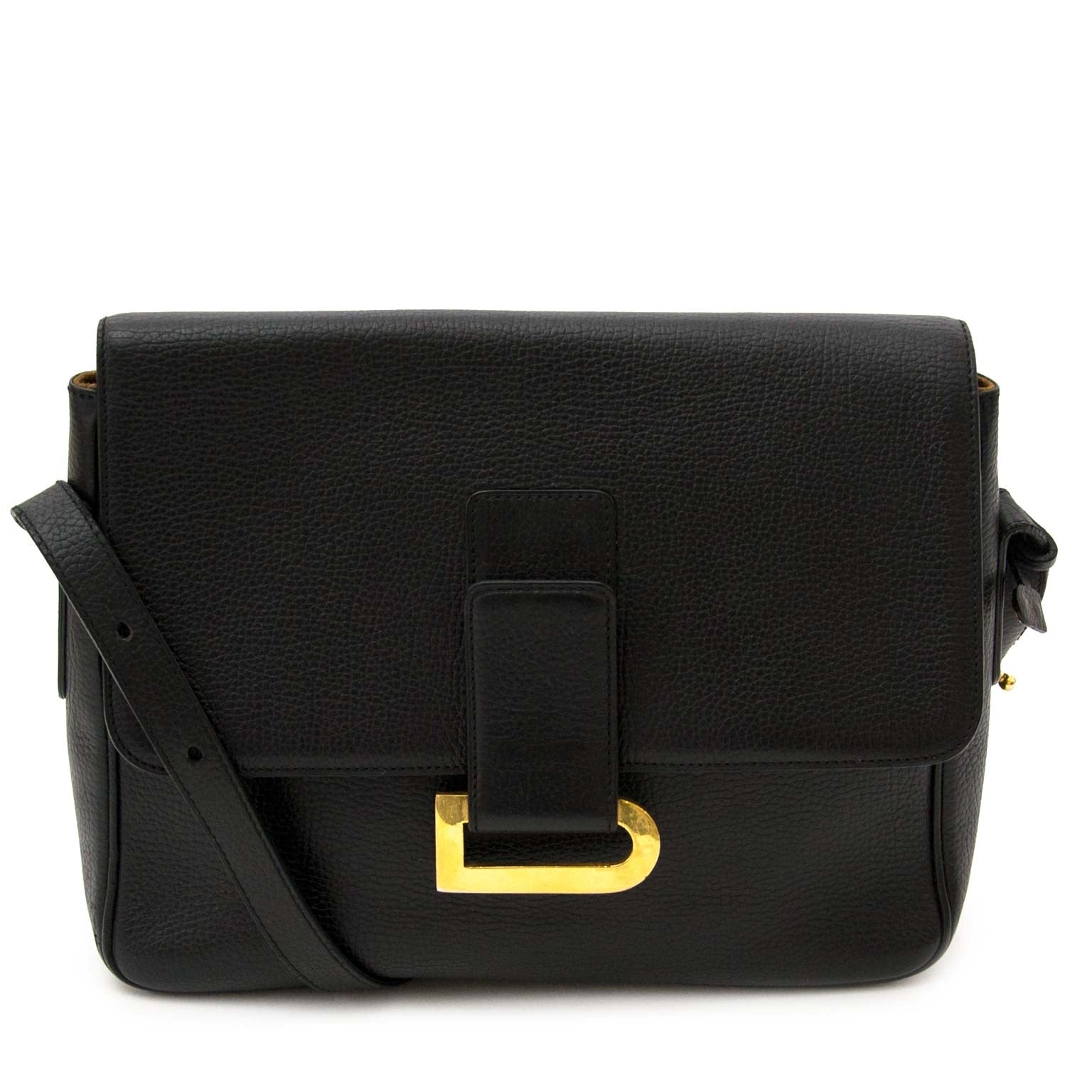 delvaux black leather crossbody bag now for sale at labellov vintage fashion webshop belgium