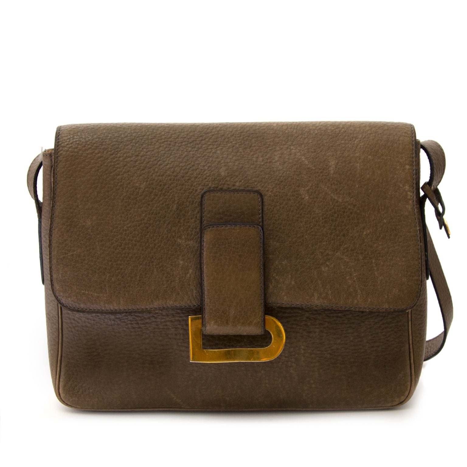 koop Delvaux Taupe Leather Crossbody Bag bij labellov en betaal veilig online
