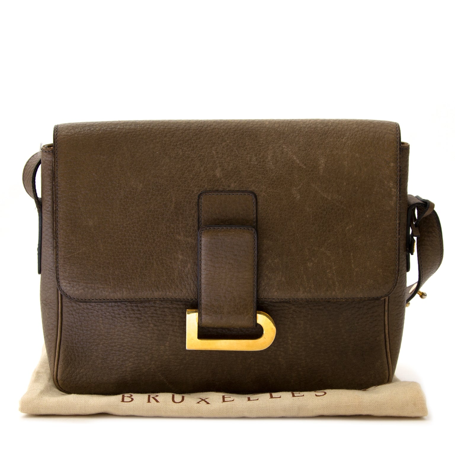 authentieke Delvaux Taupe Leather Crossbody Bag te koop bij labellov aan de beste prijs
