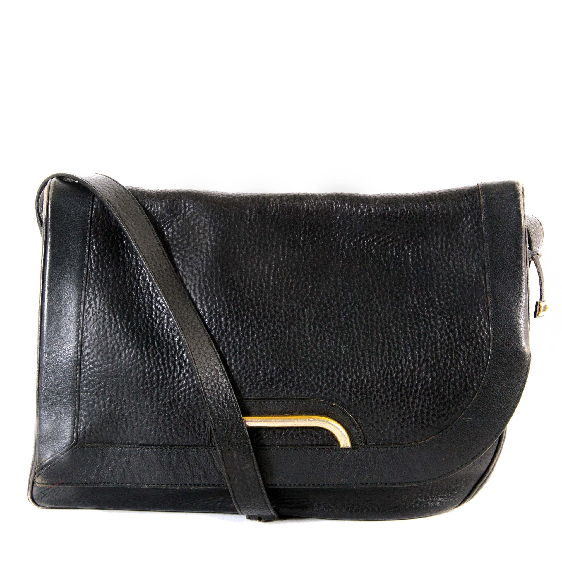 Delvaux Black Leather Shoulder Bag now for sale at labellov vintage fashion webshop belgium