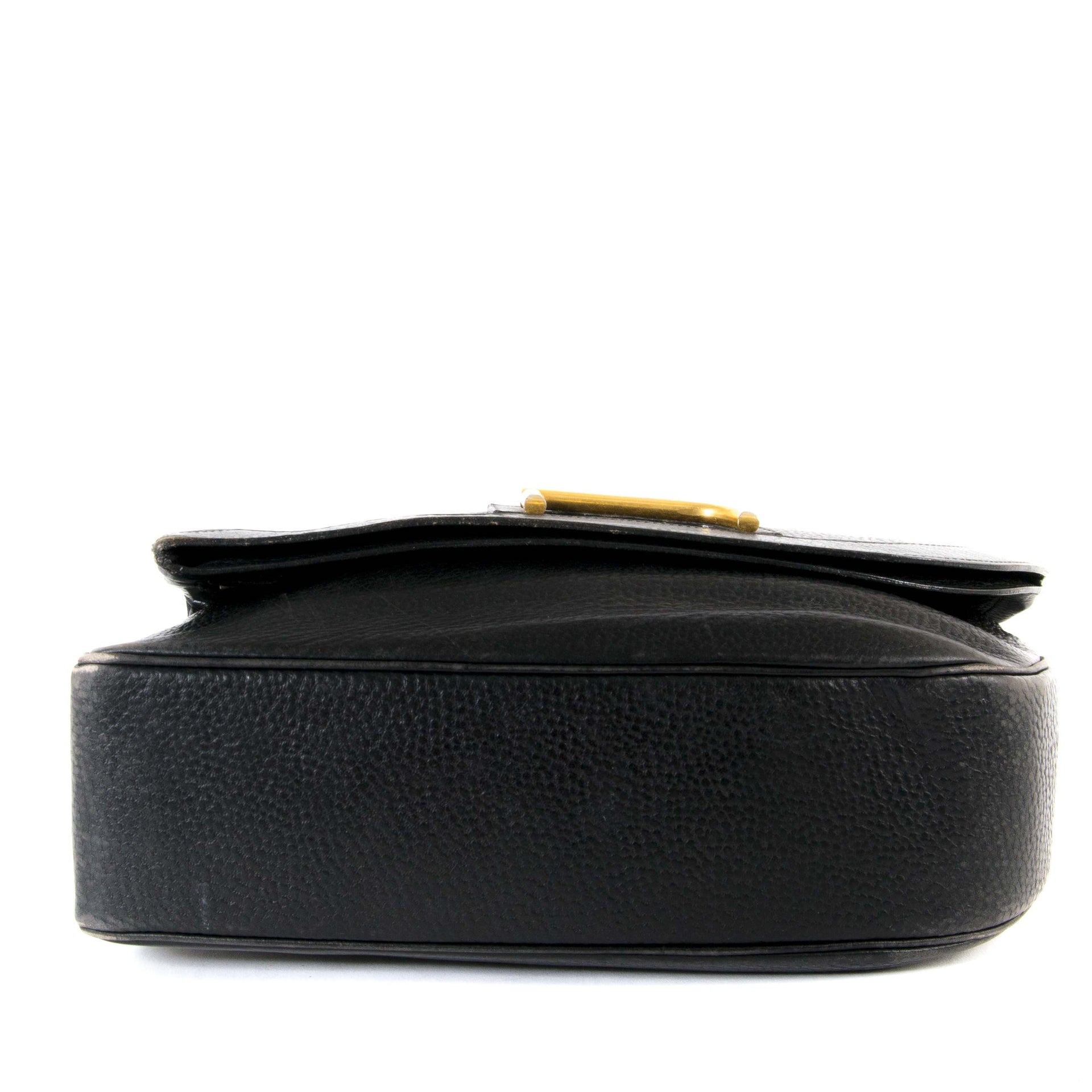 Delvaux Black Leather Shoulder Bag now for sale at labellov vintage fashion webshop belgium