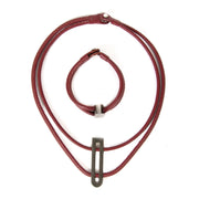 delvaux red leather necklace and bracelet set now for sale at labellov vintage fashion webshop belgium