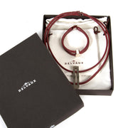 delvaux red leather necklace and bracelet set now for sale at labellov vintage fashion webshop belgium