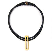 Delvaux Black D Leather Necklace