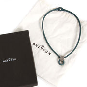 delvaux blue leather d necklace now for sale at labellov vintage fashion webshop belgium