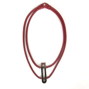 delvaux red leather d necklace now for sale at labellov vintage fashion webshop belgium
