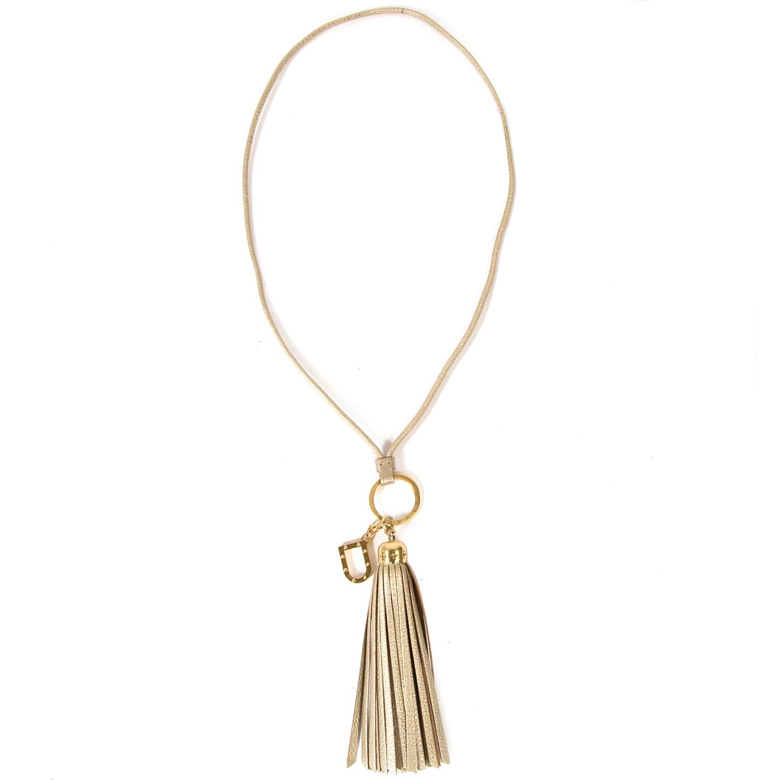 delvaux gold fringed leather necklace now for sale at labellov vintage fashion webshop belgium