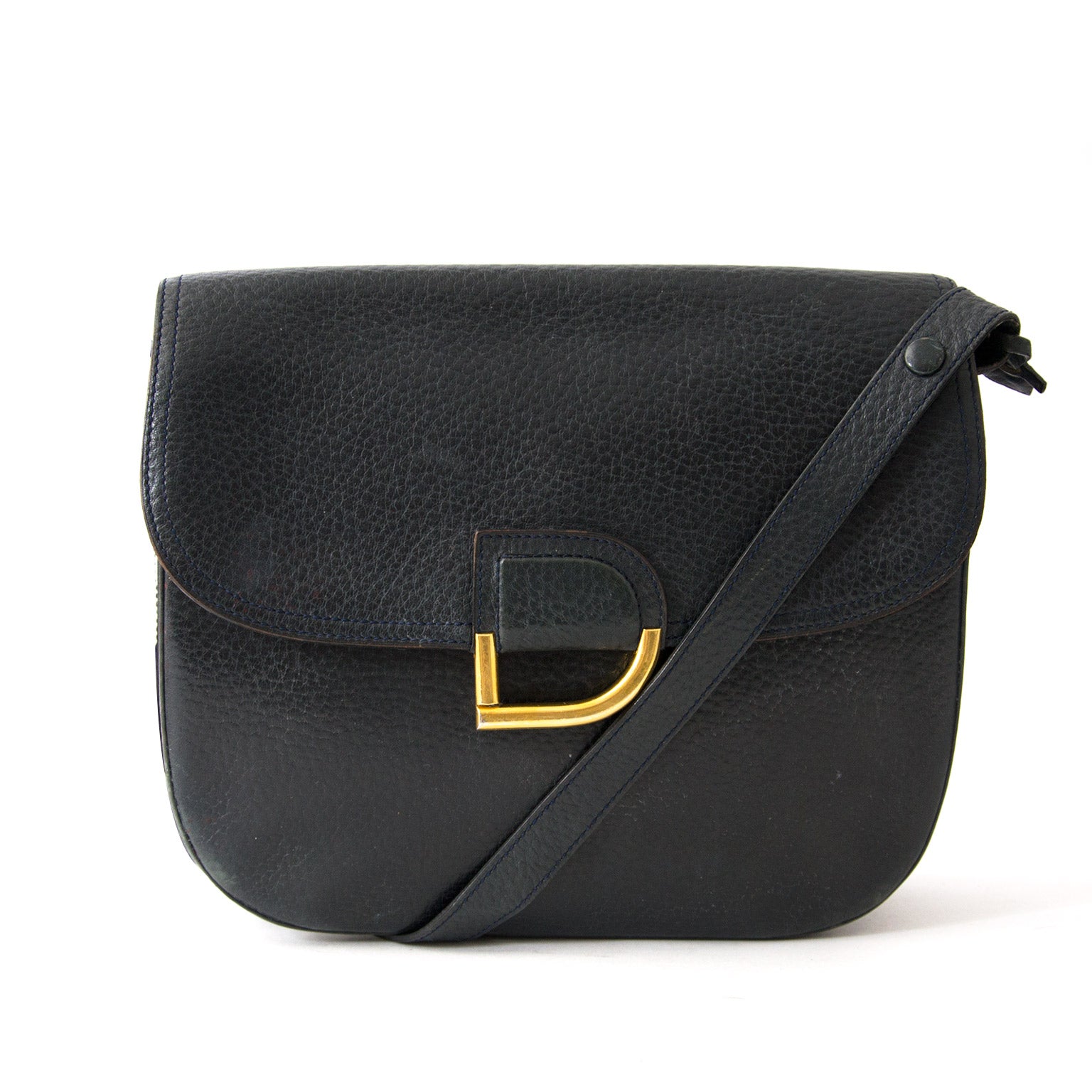 op zoek naar een tweedehands Delvaux Dark Blue D Shoulder Bag? beste prijs tweedehands handtassen