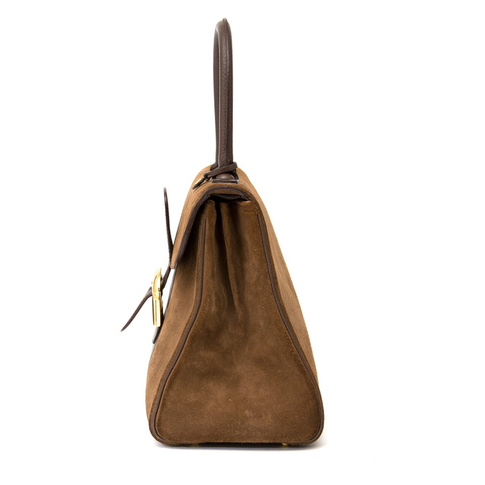 limited Rare Delvaux Brillant Suede Chocolate Colour with Gold Hardware + Strap aan de beste prijs