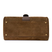 acheter en ligne pour le meilleu prix sac a main Rare Delvaux Brillant Suede Chocolate Colour with Gold Hardware + Strap