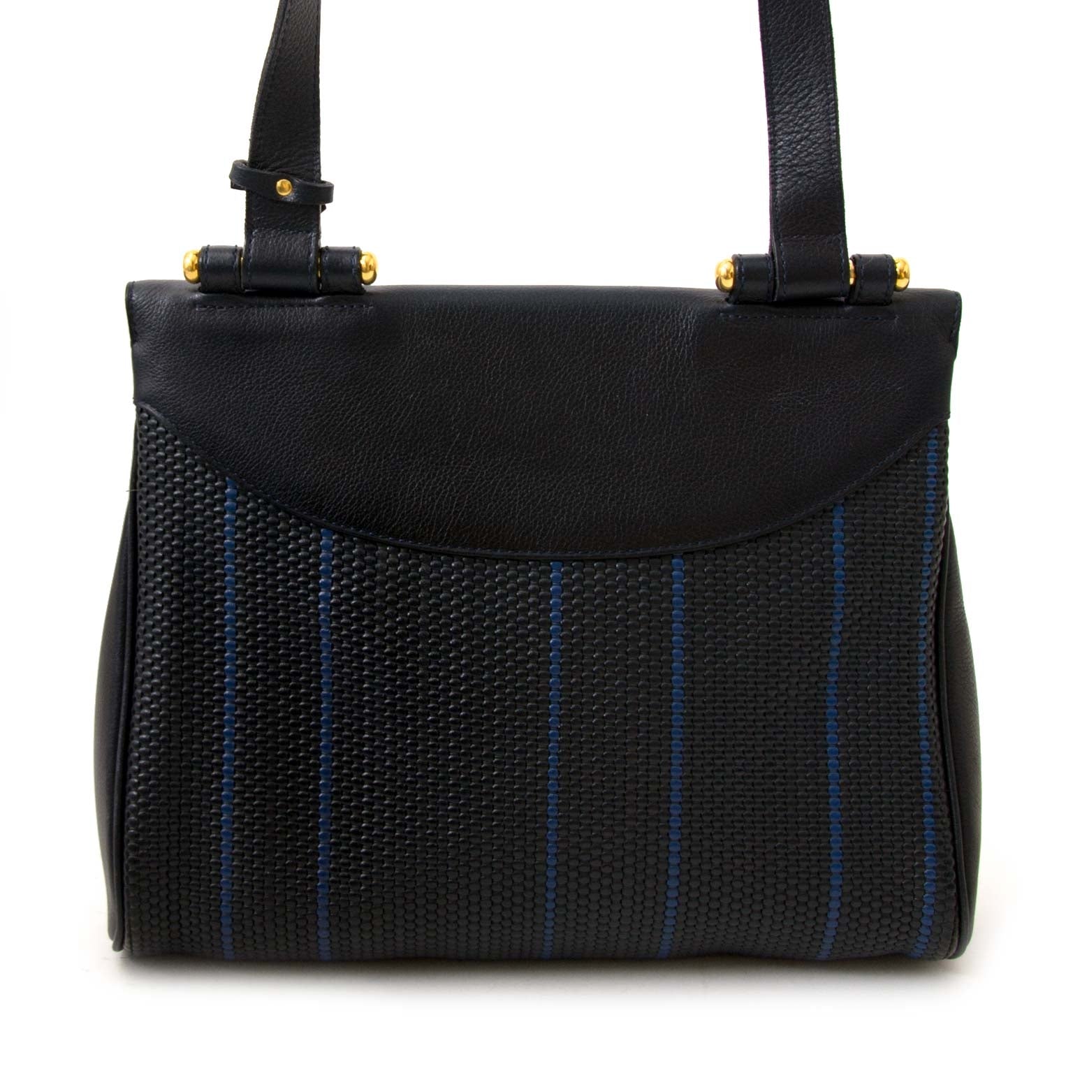 acheter en ligne chez labellov.com pour le meilleur prix Delvaux Toile De Cuir bleu sac a epole