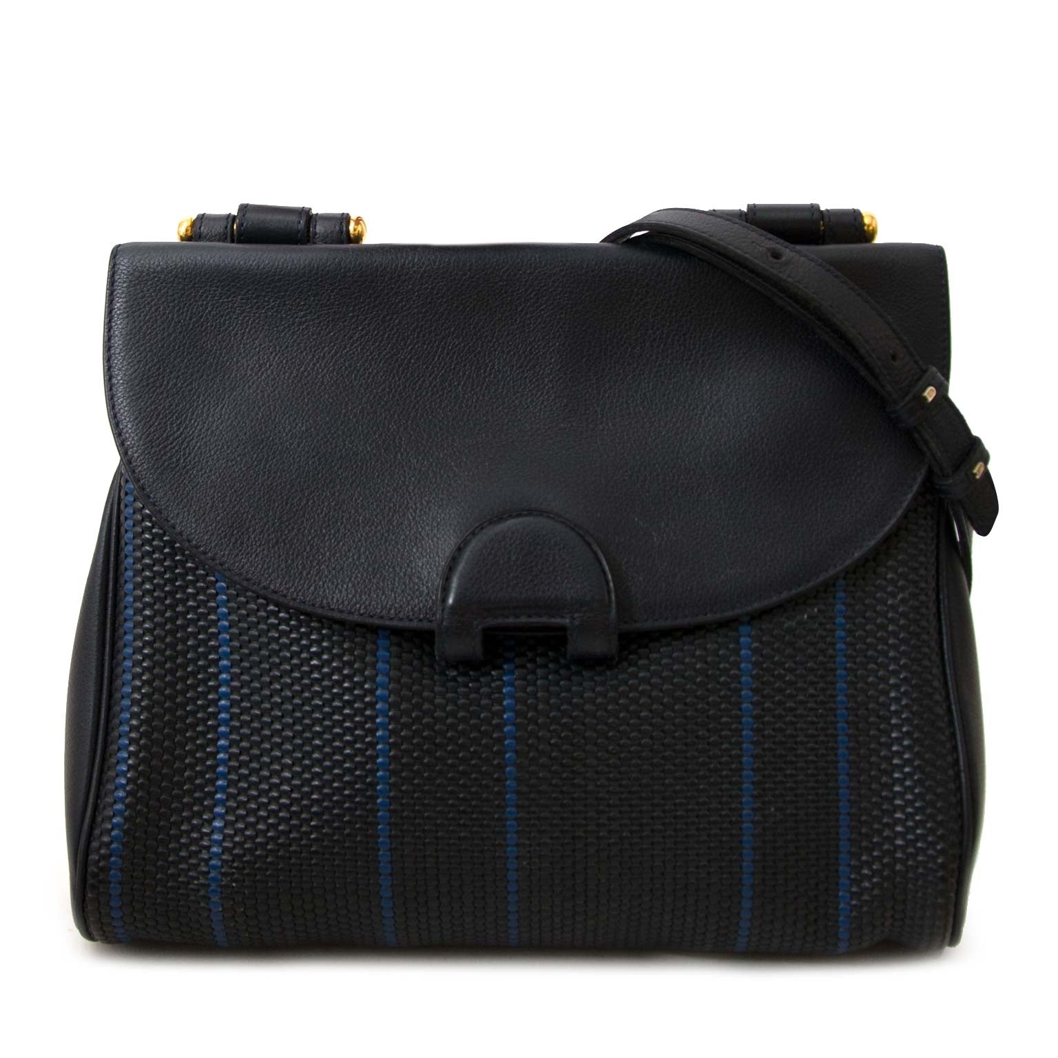 Delvaux Toile De Cuir Navy Shoulder Bag now online at labellov.com for the best price