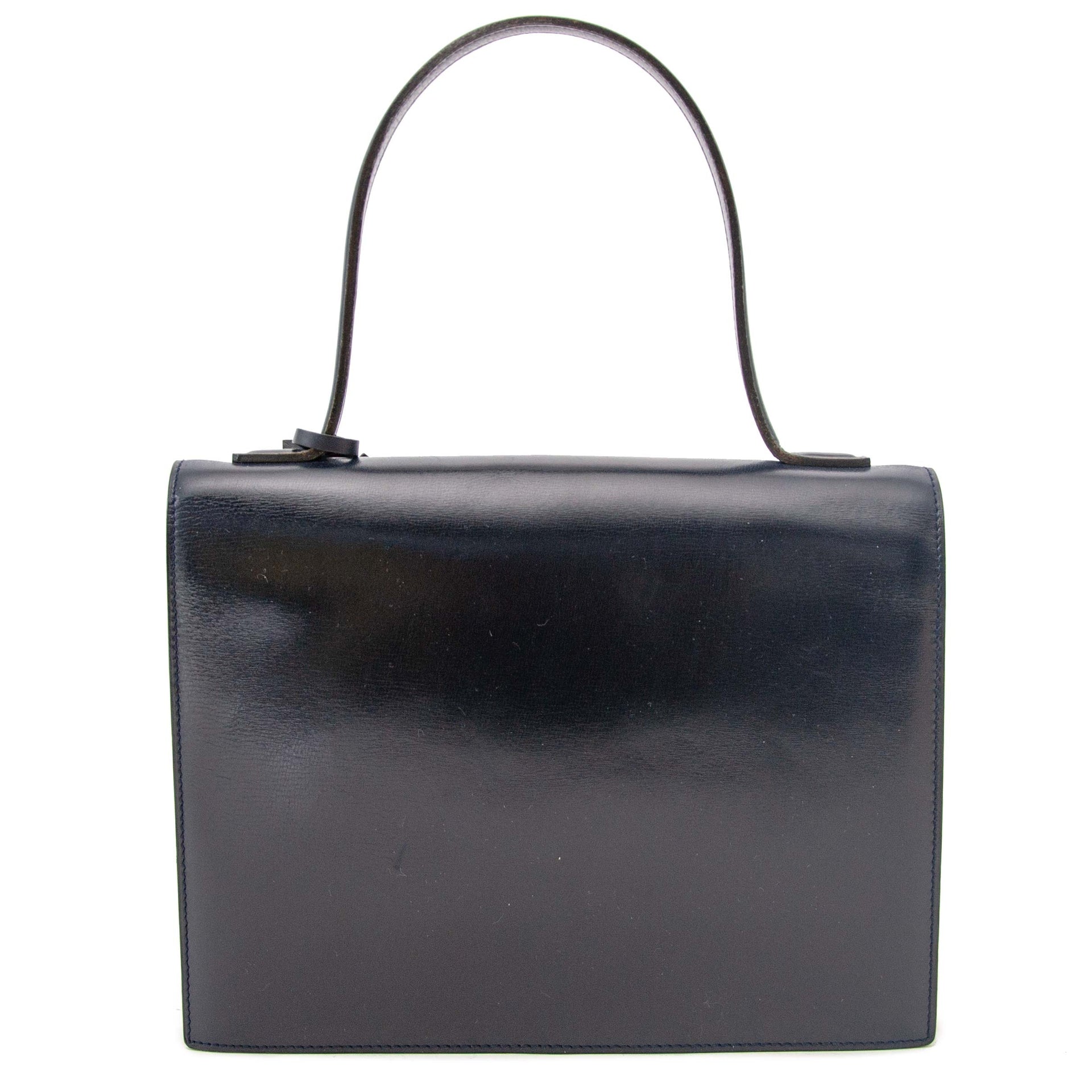 koop veilig Delvaux Dark Blue Leather Handbag aan goede prijs bij labellov, vintage webwinkel