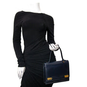 buy secondhand authentic Delvaux Dark Blue Leather Handbag for less at Labellov, online vintage webshop