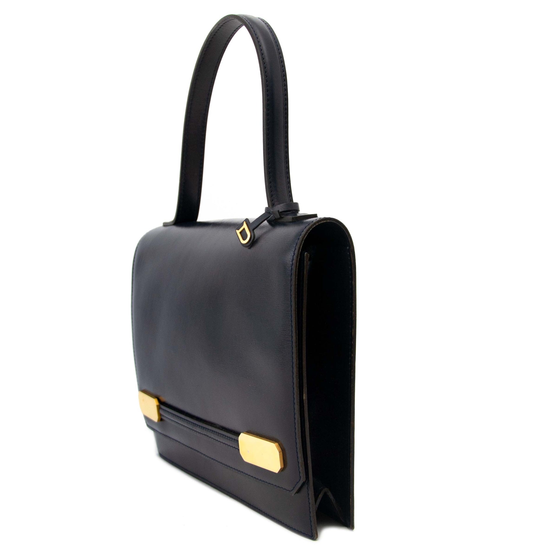safe and secure shopping Delvaux Dark Blue Leather Handbag at the right price at Labellov in Antwerp