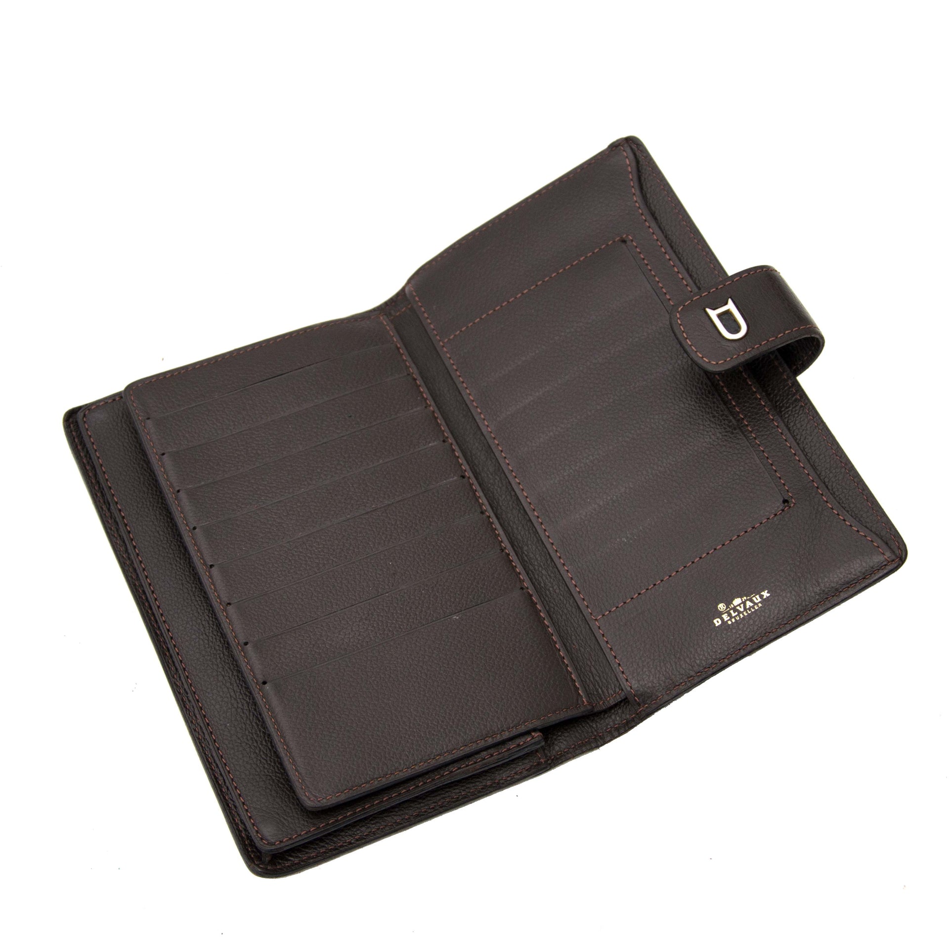 Buy and sell your authentic Delvaux Brown Leather Flap Wallet