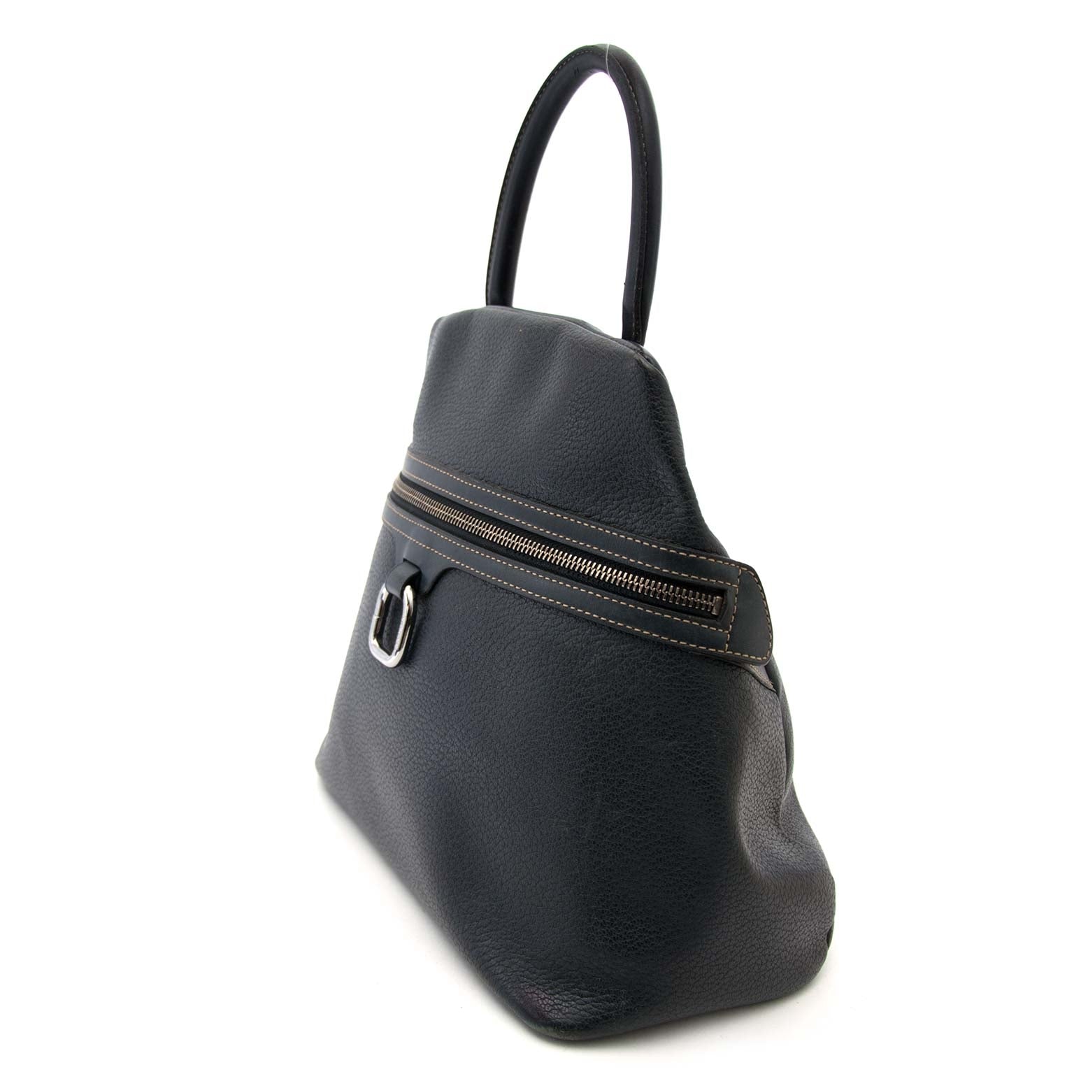 Deux De Delvaux Dark Blue Top Handle Bag anvers belgium