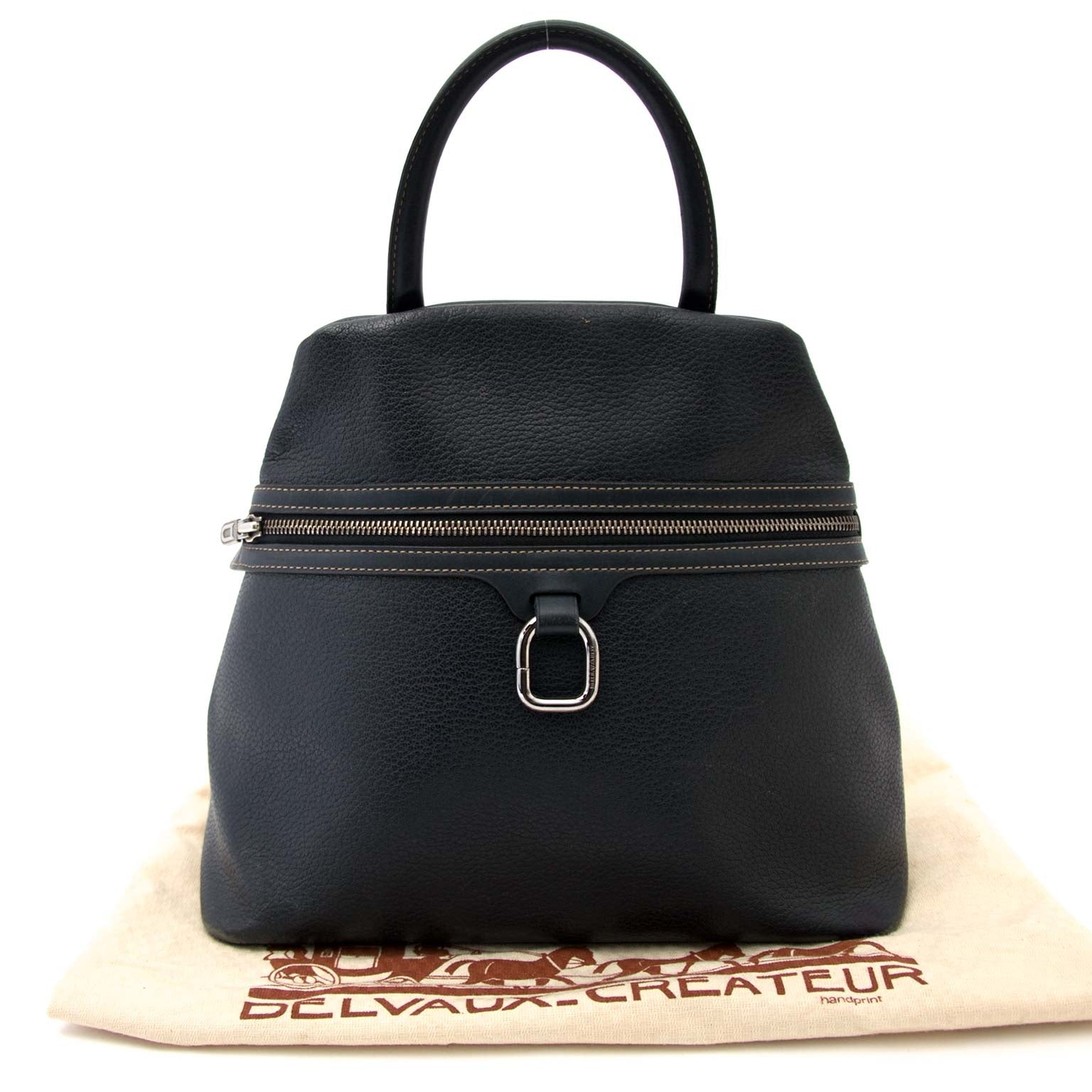 Deux De Delvaux Dark Blue Top Handle Bag