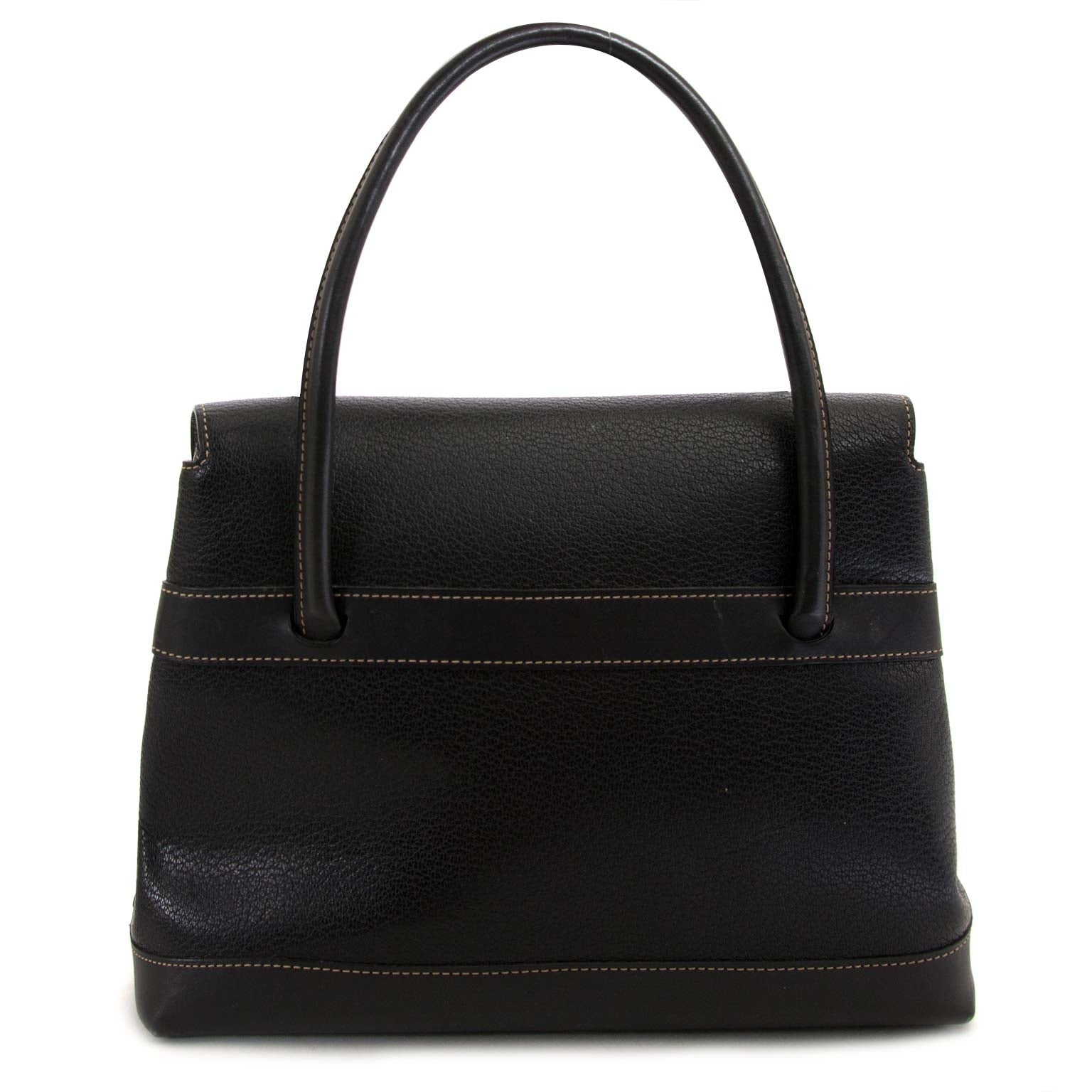 tweedehands authentieke Deux De Delvaux Black Leather Bag nu te koop bij labelov antwerpen aan de laagste prijs